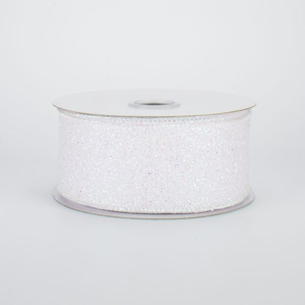 1.5  Glitter On Fabric Ribbon: Iridescent White (10 Yards) Sale