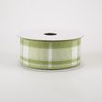 1.5  Eday Plaid Ribbon: Sage Green & White (10 Yards) For Discount