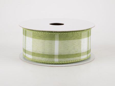 1.5  Eday Plaid Ribbon: Sage Green & White (10 Yards) For Discount