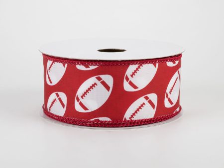 1.5  Diagonal Dotted Football Ribbon: Crimson & White (10 Yards) Online now