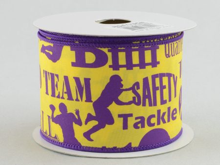 2.5  Football Touchdown Ribbon: Purple & Gold (10 Yards) Supply