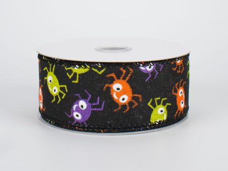 1.5  Halloween Spiders on Canvas Ribbon (10 Yards) For Discount