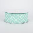 1.5  Glittered Argyle Ribbon: Mint & White (10 Yards) For Sale