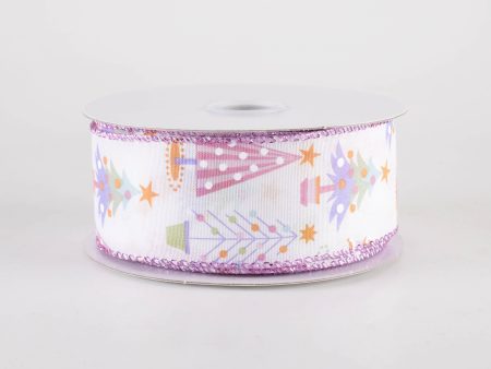 1.5  Fun Christmas Trees Ribbon: Pastel Christmas (10 Yards) Cheap