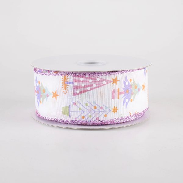 1.5  Fun Christmas Trees Ribbon: Pastel Christmas (10 Yards) Cheap