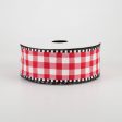 1.5  Gingham Check Dashed Edge Ribbon: Red & White (10 Yards) Online