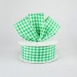 1.5  Gingham Check Wired Ribbon: Emerald Green & White (10 Yards) Fashion