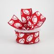 1.5  Diagonal Dotted Football Ribbon: Crimson & White (10 Yards) Online now