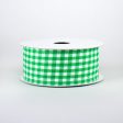 1.5  Gingham Check Wired Ribbon: Emerald Green & White (10 Yards) Fashion