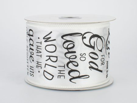 2.5  John 3:16 Ribbon: White (10 Yards) Cheap