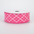 1.5  Glittered Argyle Ribbon: Hot Pink & White (10 Yards) Fashion