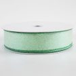 1.5  Glitter On Fabric Ribbon: Green (50 Yards) Online Hot Sale