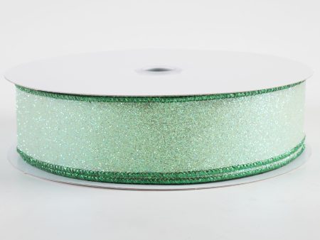 1.5  Glitter On Fabric Ribbon: Green (50 Yards) Online Hot Sale