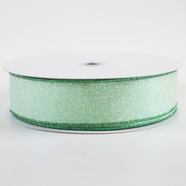 1.5  Glitter On Fabric Ribbon: Green (50 Yards) Online Hot Sale