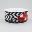 1.5  Polka Dot & Chevron 2-Sided Ribbon: Red, Black & White (10 Yards) Supply