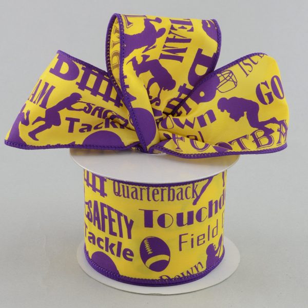 2.5  Football Touchdown Ribbon: Purple & Gold (10 Yards) Supply