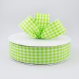 1.5  Gingham Check Wired Ribbon: Fresh Green & White (50 Yards) Supply