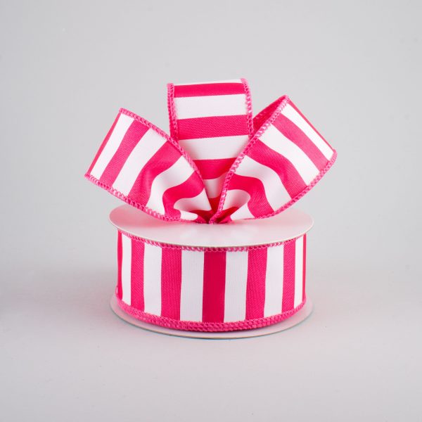 1.5  Medium Stripe Ribbon: Hot Pink & White (10 Yards) Supply