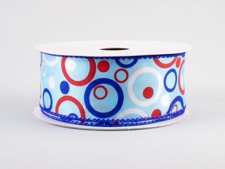 1.5  Bubble Circles Ribbon: RWB (10 Yards) Online Sale