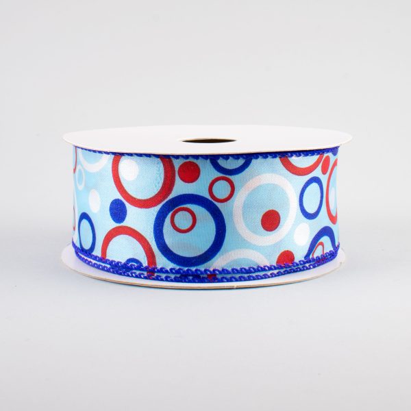 1.5  Bubble Circles Ribbon: RWB (10 Yards) Online Sale