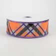 1.5  Glitter Plaid Ribbon: Light Grey, Purple, Orange (10 Yards) Discount