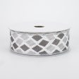 1.5  Diamond Pattern Ribbon: Silver (10 Yards) Online Hot Sale