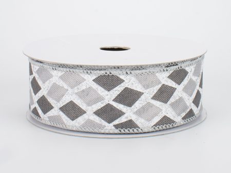 1.5  Diamond Pattern Ribbon: Silver (10 Yards) Online Hot Sale