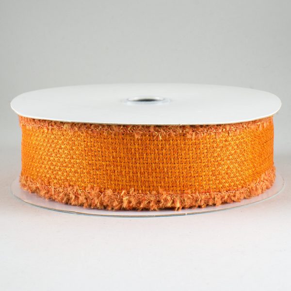 1.5  Chenille Edge Ribbon: Orange (10 Yards) on Sale