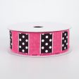 1.5  BW Polka Dot Stripes Ribbon: Hot Pink (10 Yards) Discount