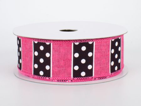 1.5  BW Polka Dot Stripes Ribbon: Hot Pink (10 Yards) Discount