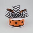 1.5  Double Sided Halloween Chevron Polka Dot Ribbon: Orange, Black, White (10 Yards) Hot on Sale