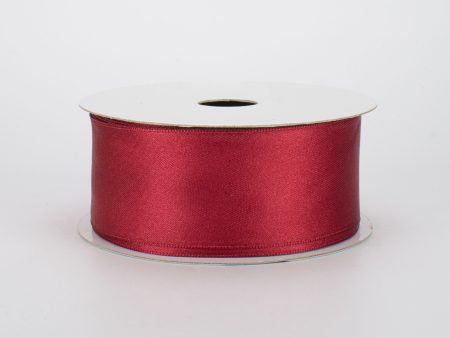 1.5  Double Face Satin Wired Ribbon: Burgundy (10 Yards) Hot on Sale