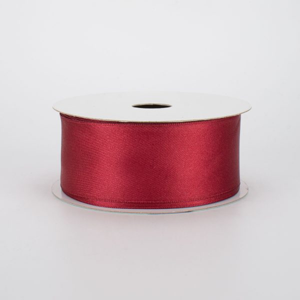 1.5  Double Face Satin Wired Ribbon: Burgundy (10 Yards) Hot on Sale