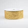 1.5  Glitter On Metallic Ribbon: Gold (10 Yards) For Sale