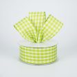 1.5  Gingham Check Wired Ribbon: Lime Green & White (10 Yards) Supply