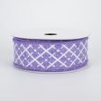 1.5  Glittered Argyle Ribbon: Lavender & White (10 Yards) Cheap