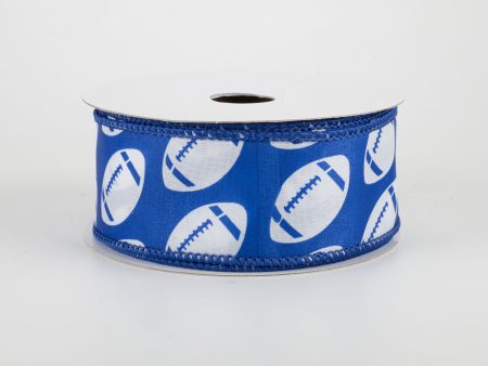 1.5  Diagonal Dotted Football Ribbon: Royal Blue & White (10 Yards) For Cheap