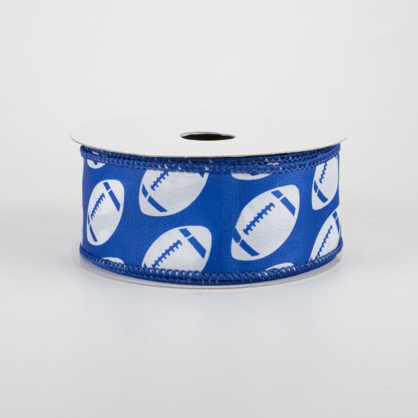 1.5  Diagonal Dotted Football Ribbon: Royal Blue & White (10 Yards) For Cheap