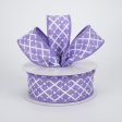 1.5  Glittered Argyle Ribbon: Lavender & White (10 Yards) Cheap