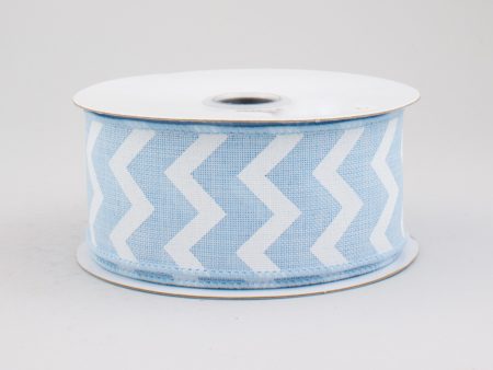 1.5  Canvas Chevron Ribbon: Light Blue & White (10 Yards) For Cheap