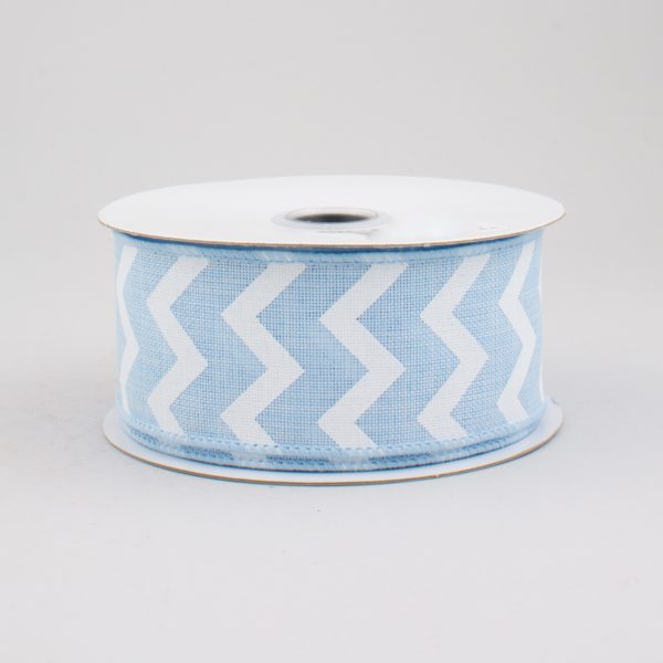 1.5  Canvas Chevron Ribbon: Light Blue & White (10 Yards) For Cheap