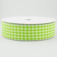 1.5  Gingham Check Wired Ribbon: Fresh Green & White (50 Yards) Supply