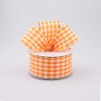 1.5  Gingham Check Wired Ribbon: Orange & White (10 Yards) For Cheap