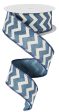 1.5  Canvas Chevron Ribbon: Denim Blue & Ivory (10 Yards) For Cheap