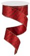 1.5  Glitter Stripe Ribbon: Red (10 Yards) Hot on Sale