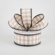 1.5  Gingham Check Dashed Edge Ribbon: Tan & White (10 Yards) on Sale