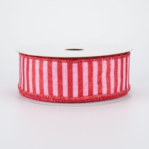 1.5  Glitter Stripe Canvas Ribbon: Pink & Red (10 Yards) Discount