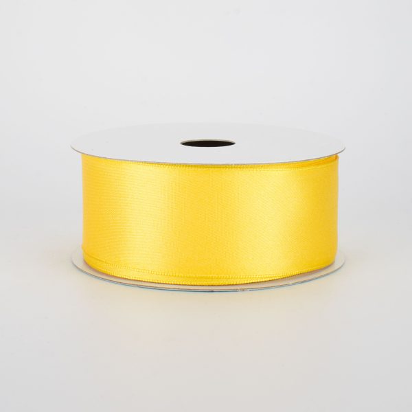 1.5  Double Face Satin Wired Ribbon: Yellow (10 Yards) For Cheap