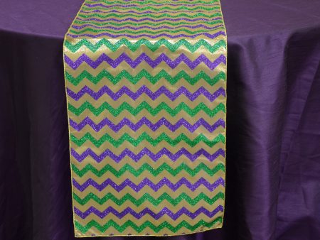 72  Metallic Mardi Gras Glitter Chevron Table Runner Discount