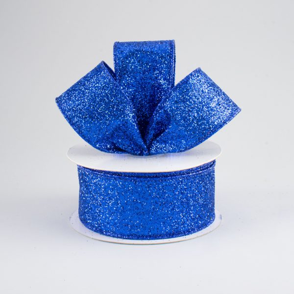 1.5  Glitter On Metallic Ribbon: Royal Blue (10 Yards) Hot on Sale